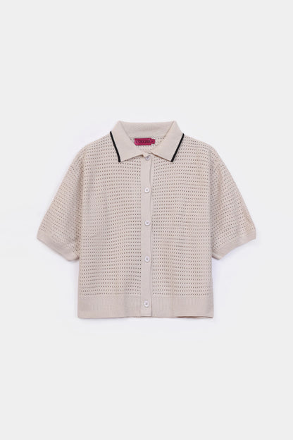 Crochet Knit Button-Front Cardigan - Cougar Clothing