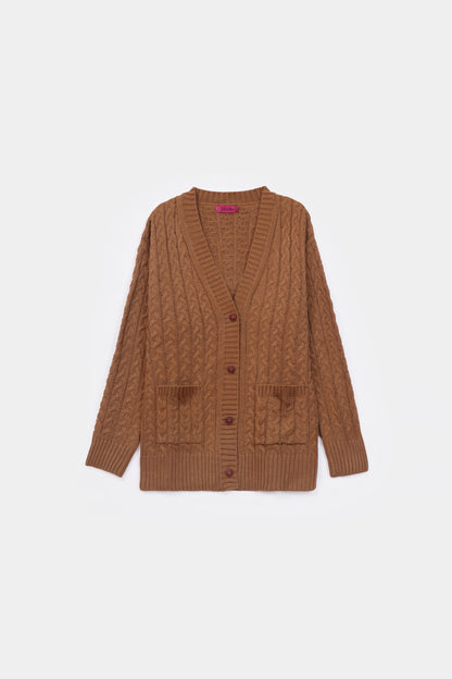 Cable Knit Patch Pockets Cardigan - Cougar Clothing