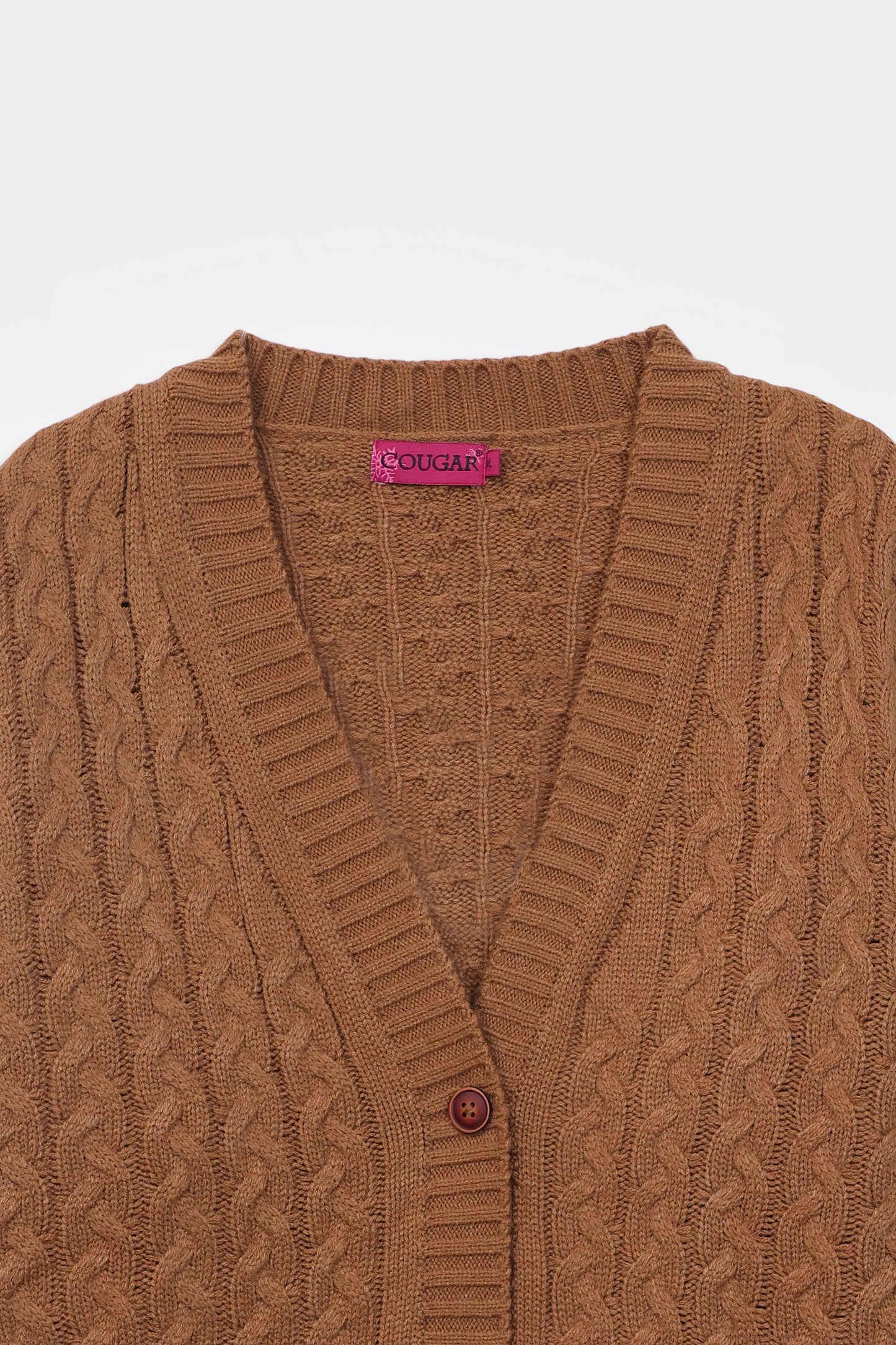 Cable Knit Patch Pockets Cardigan - Cougar Clothing