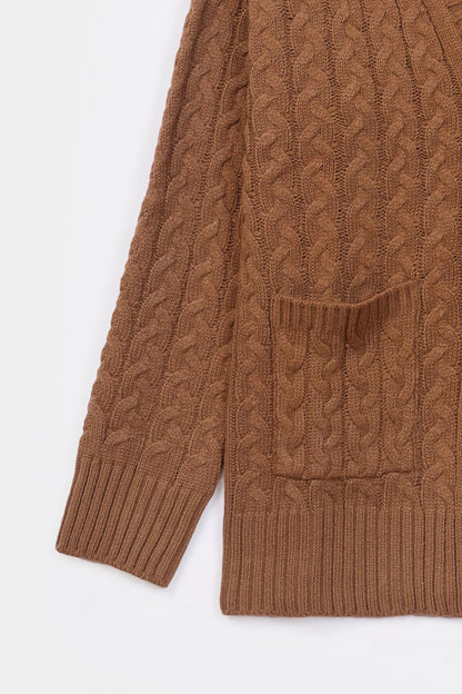 Cable Knit Patch Pockets Cardigan - Cougar Clothing