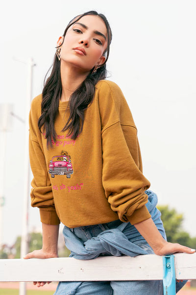 Olive Embroidered Oversized Sweatshirt