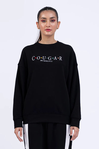 Black Embroidered Oversized Sweatshirt