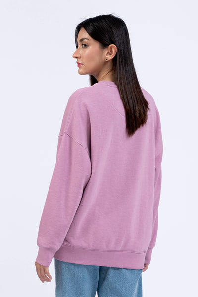 Lilac Drop Shoulder Graphic Sweatshirt