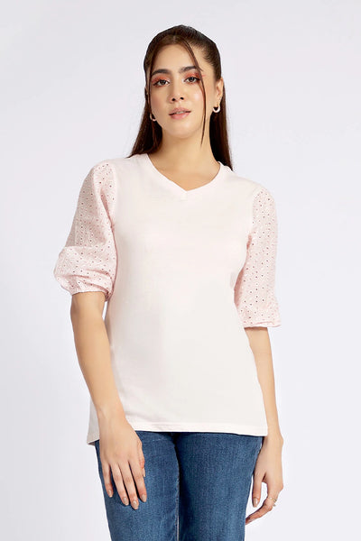 Light Pink V-Neck T-Shirt