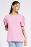 Pink Puff Sleeves T-Shirt