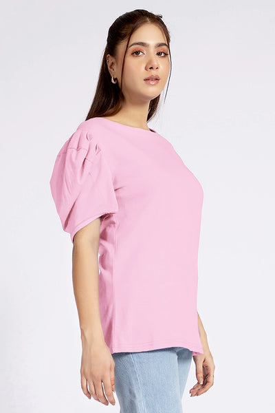 Pink Puff Sleeves T-Shirt