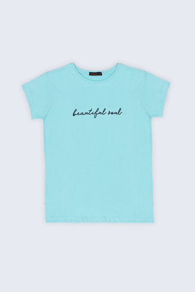 Aqua Scripted T-Shirt