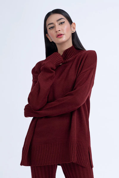 Maroon Turtleneck Co-Ord Set