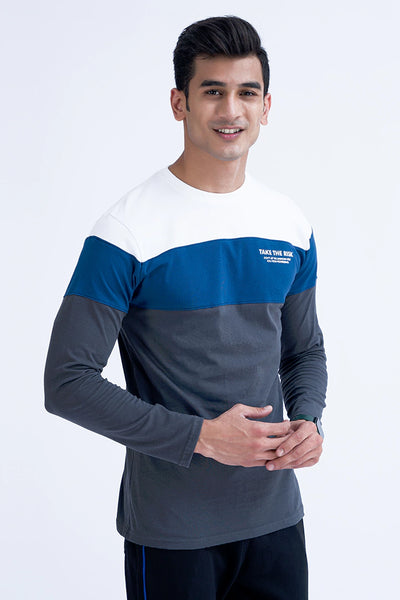 Steel Grey Color Block T-Shirt