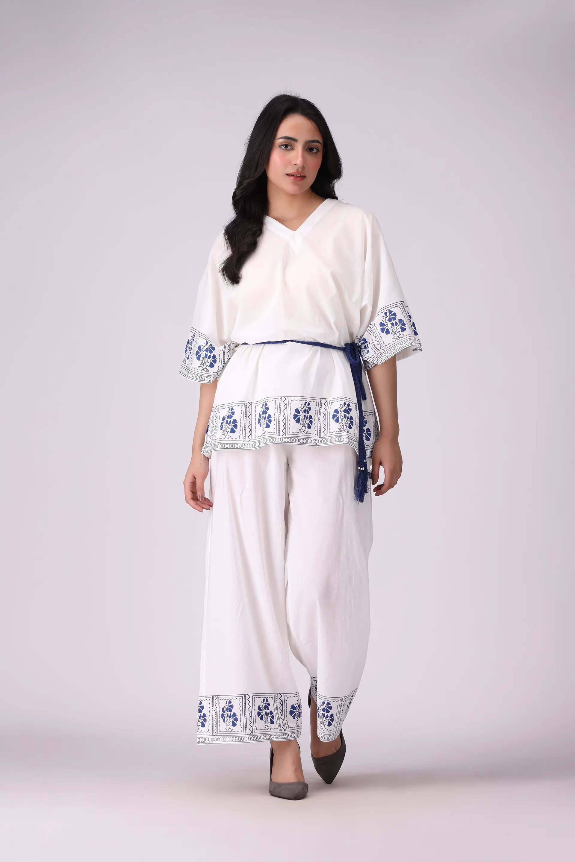 Printed Top With Drawcord Women Fashion Top COUGAR WOMEN (S-V1-2025)