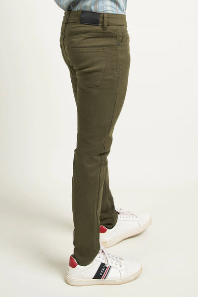 Green Slim Fit 5 Pocket Pants