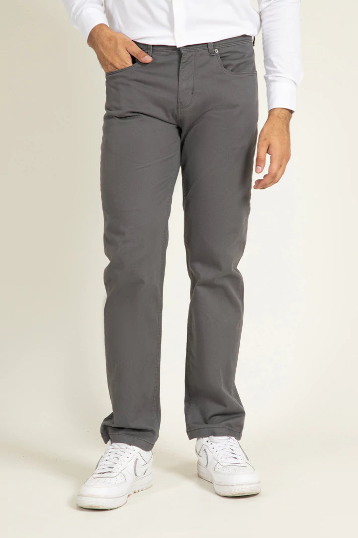 Grey Regular Fit 5-Pocket Pants