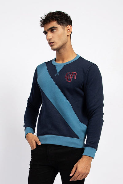 Navy Contrast Color Sweatshirt