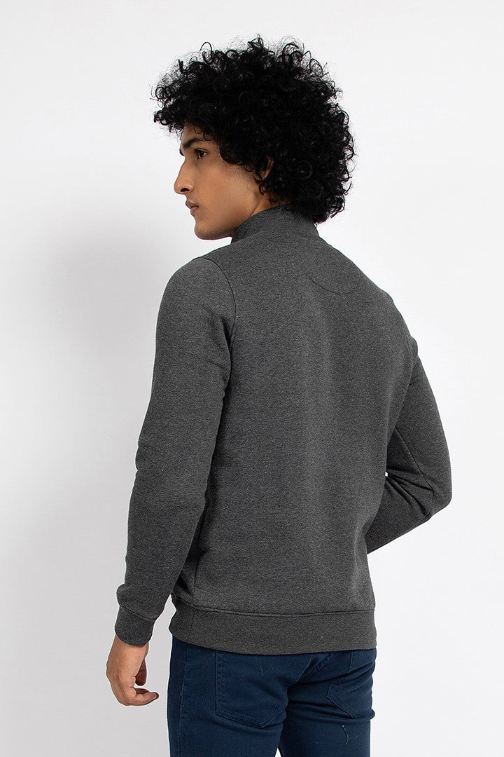 Grey Half Zipper Sweatshirt