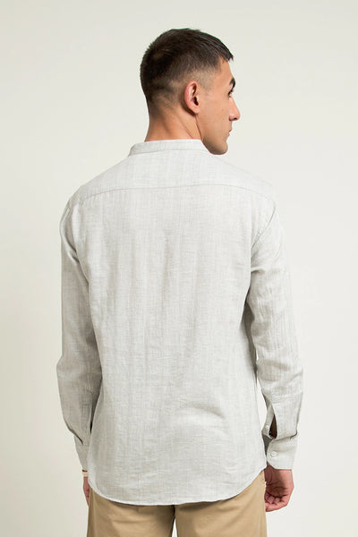 Trout Grey Ban Collar Casual Shirt