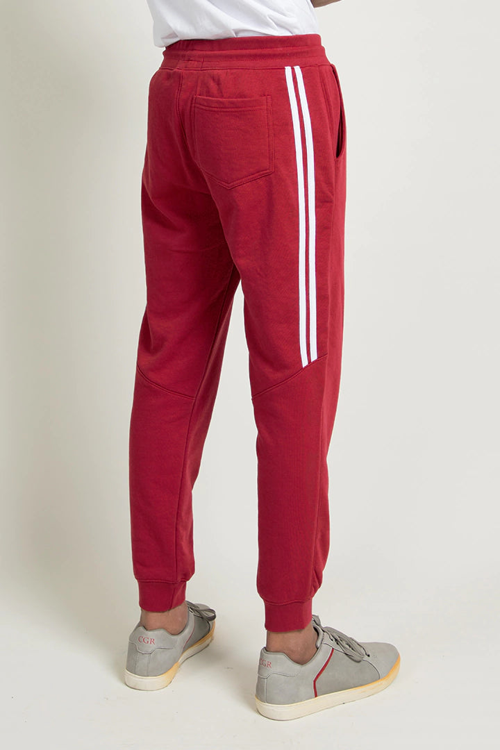 Red 2-Stripes Skinny Fit Jogger Pants