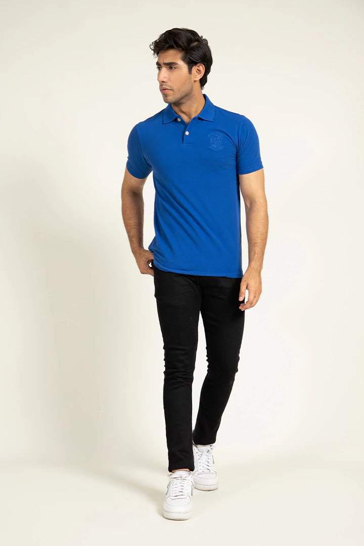 Blue Embroidered Polo