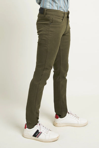 Green Slim Fit 5 Pocket Pants