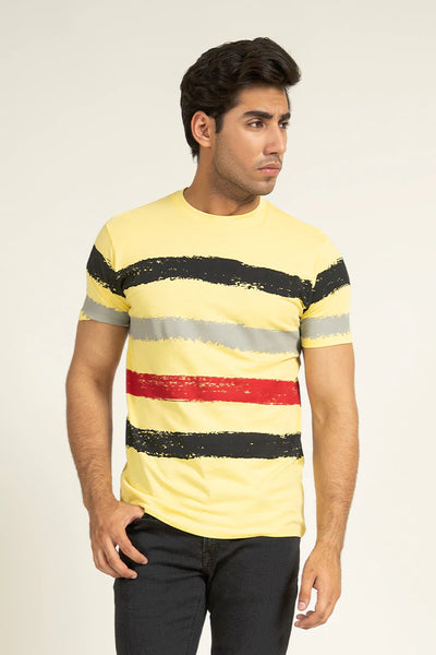 Yellow Abstract Striped T-Shirt