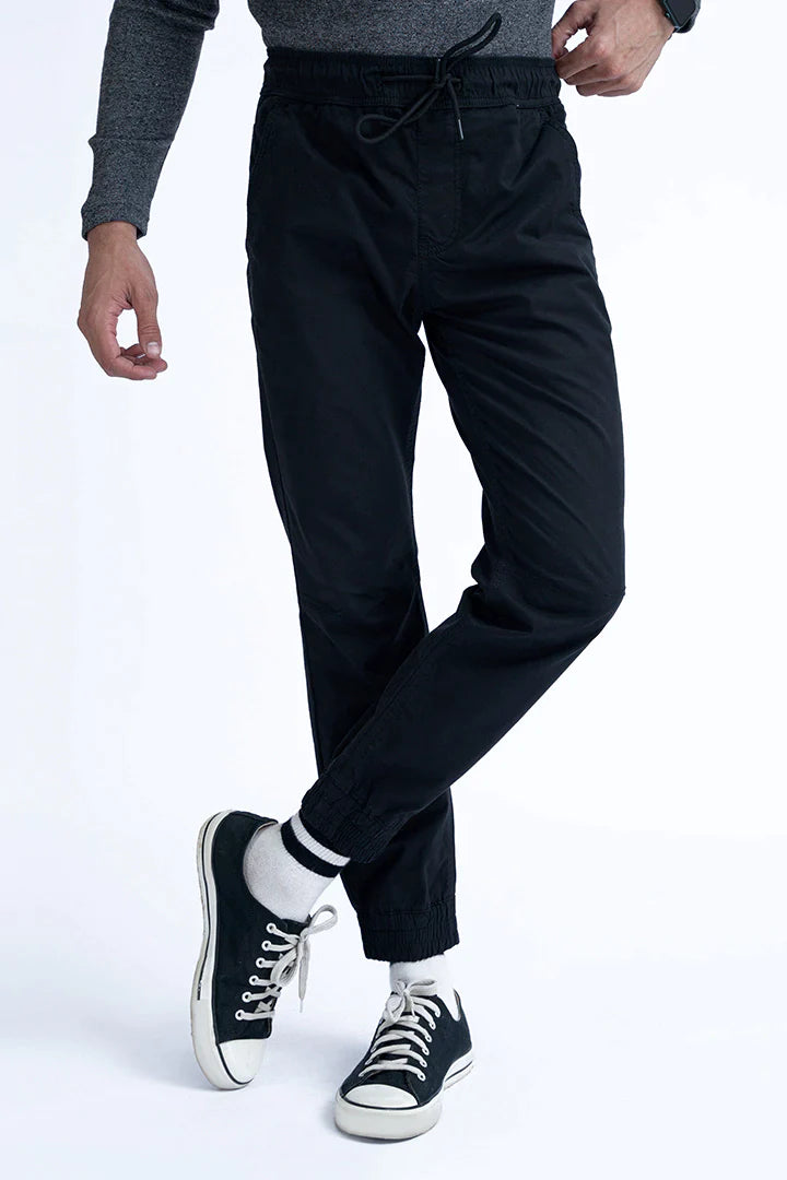 Woven Black Slim Fit Trousers