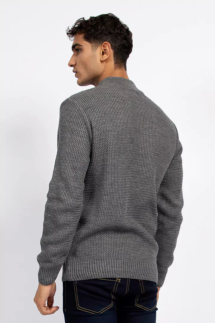 Grey Half Zipper Sweater