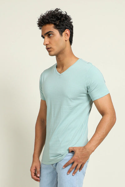 Pastel Turquoise V-Neck T-Shirt