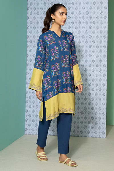 Navy Blue Printed Kurti With Trousers