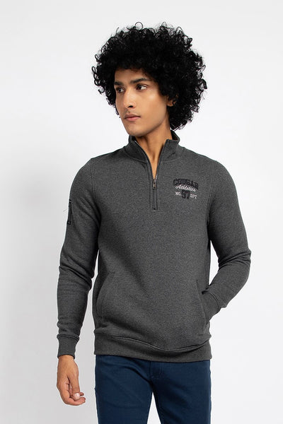 Grey Half Zipper Sweatshirt