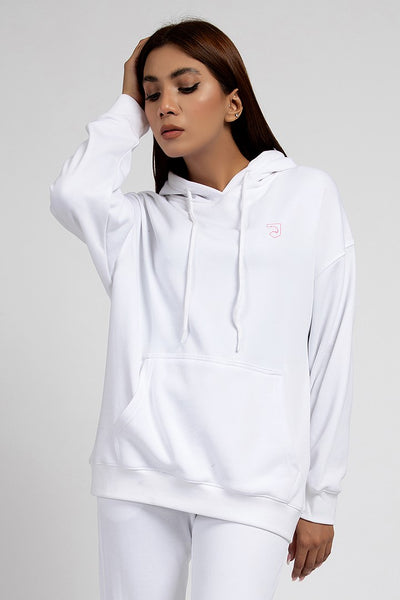 White Oversized Pullover Hoodie