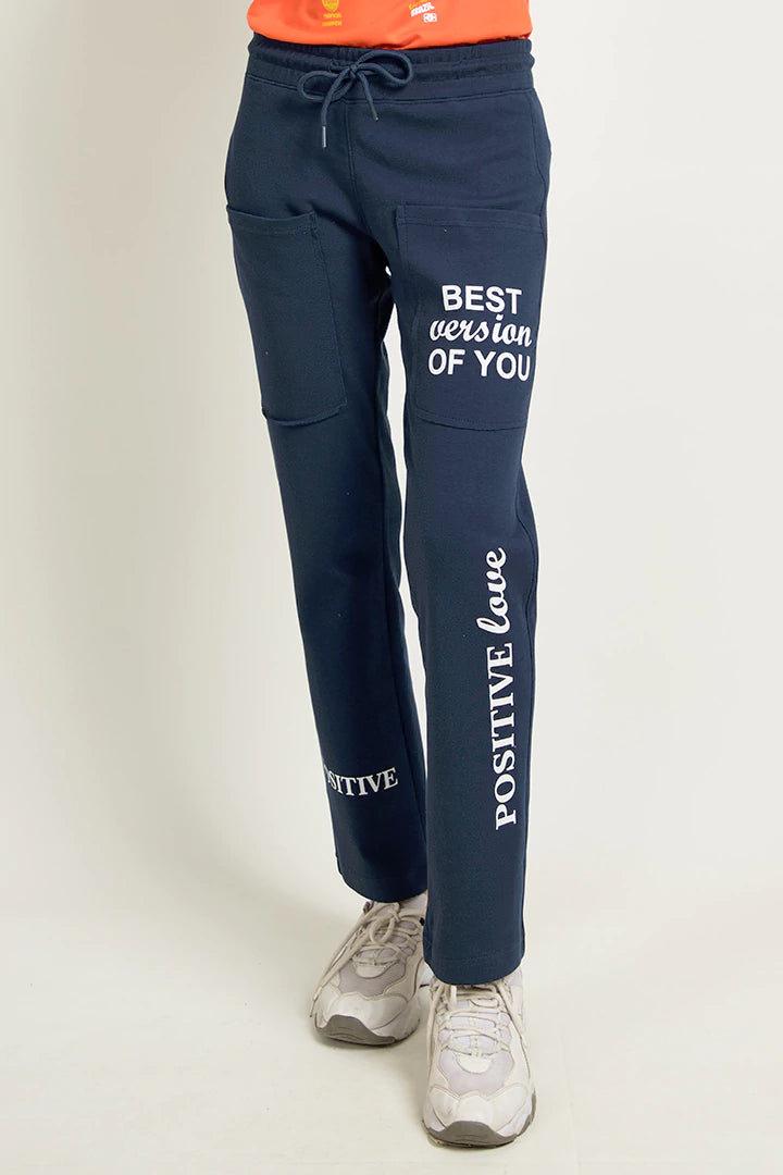 Navy Blue Scripted Jogger Pants