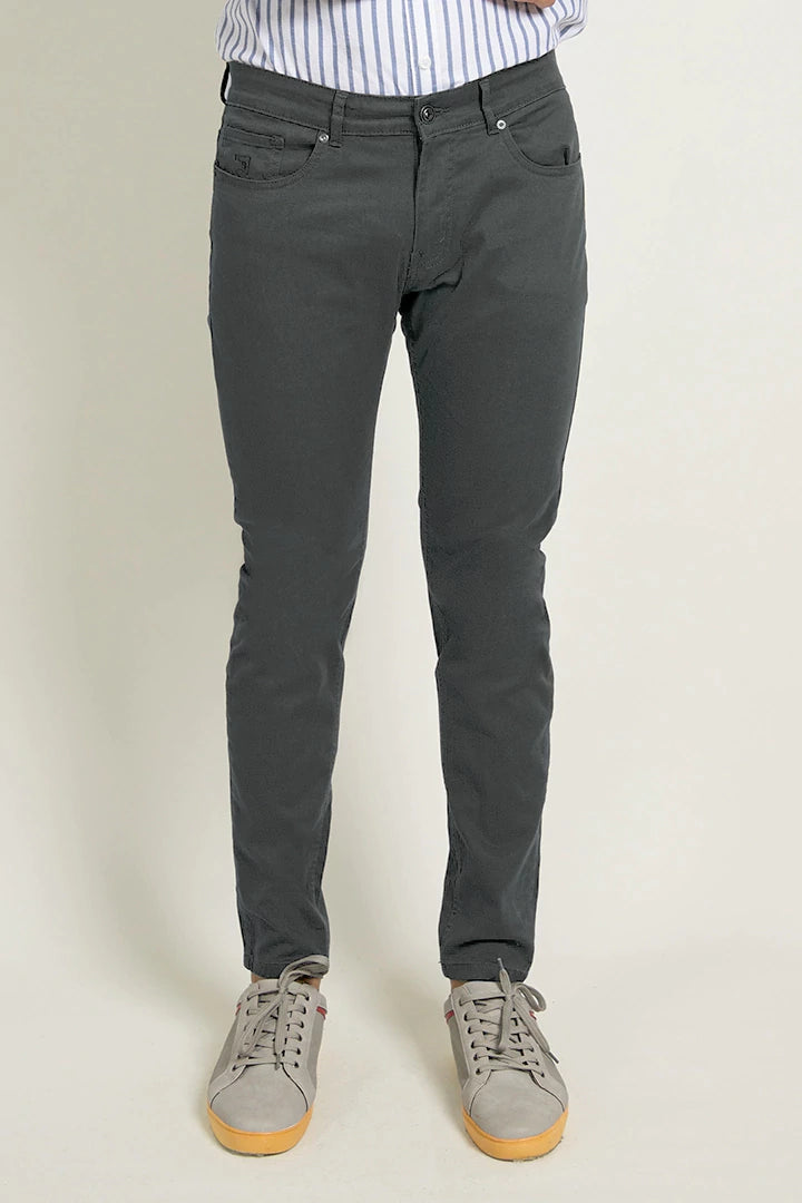 Charcoal Slim Fit 5 Pocket Pants