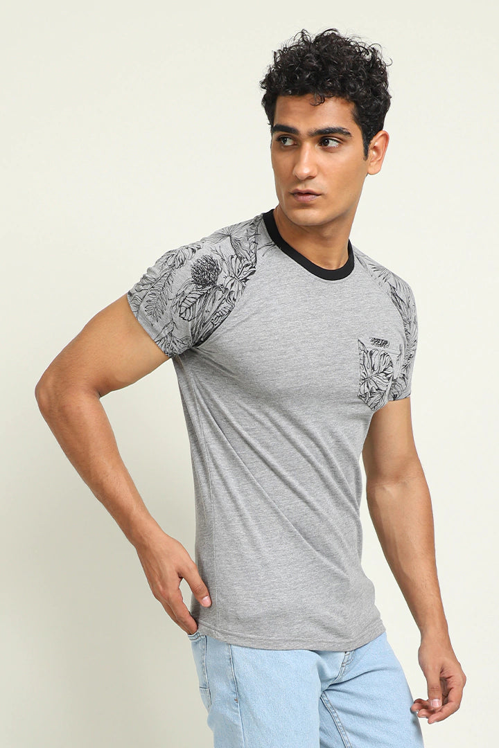 Grey Raglan Sleeves T-Shirt