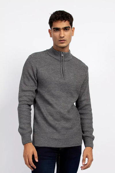 Grey Half Zipper Sweater