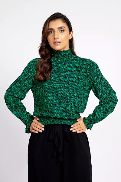 Green Leafy Printed Top