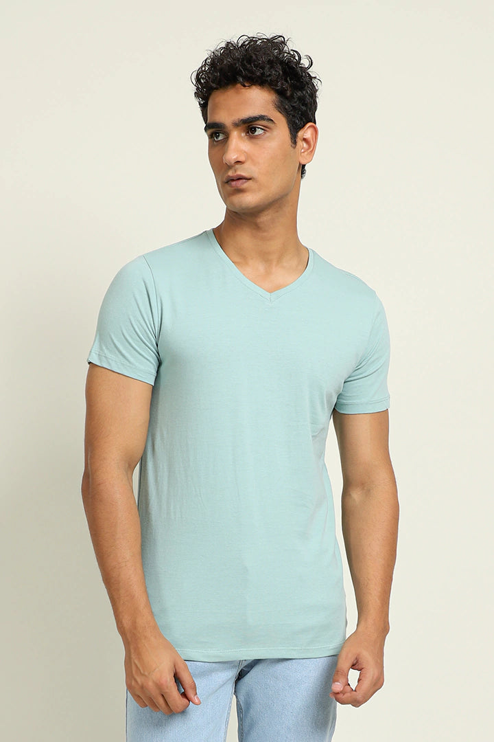 Pastel Turquoise V-Neck T-Shirt