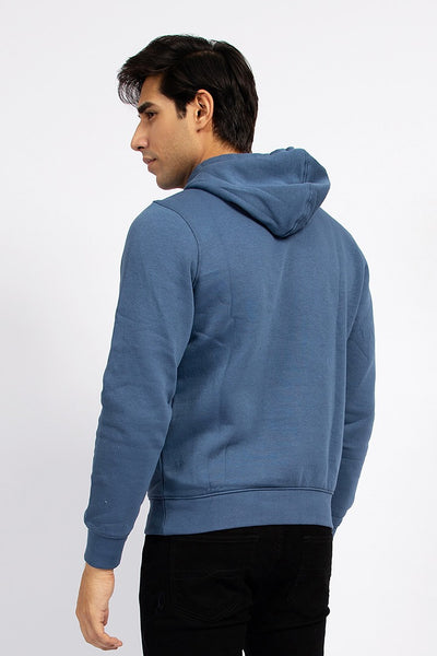 Blue Draw String Pullover Hoodie