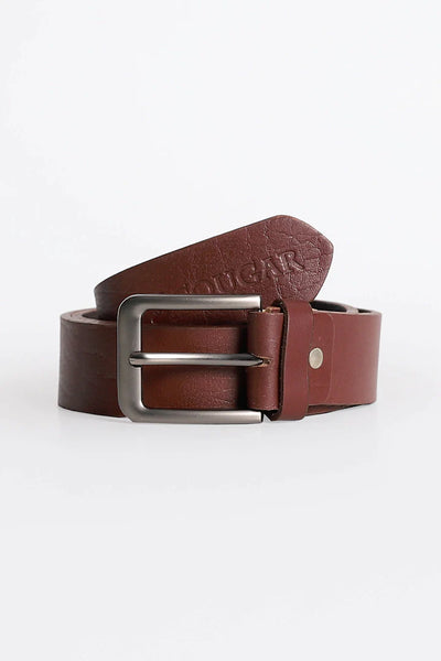 Maroon Engraved Leather Belt
