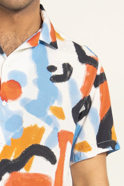 Abstract Print Multi Color Casual Shirt