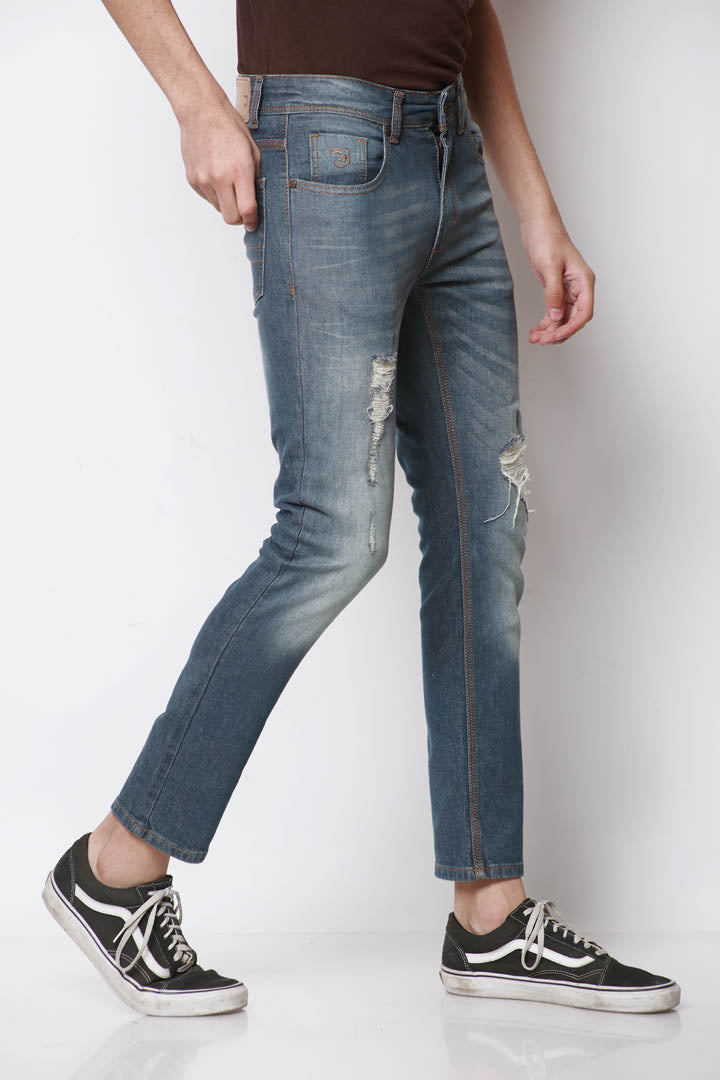 Dirty Blue Damage Effect Jeans
