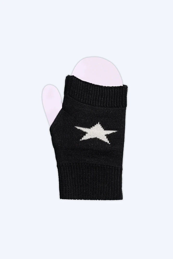 Star Knit Black Gloves