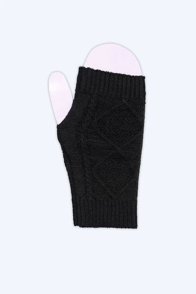 Black Cable Knit Gloves