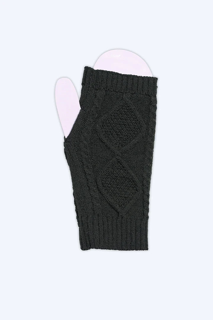 Green Cable Knit Gloves