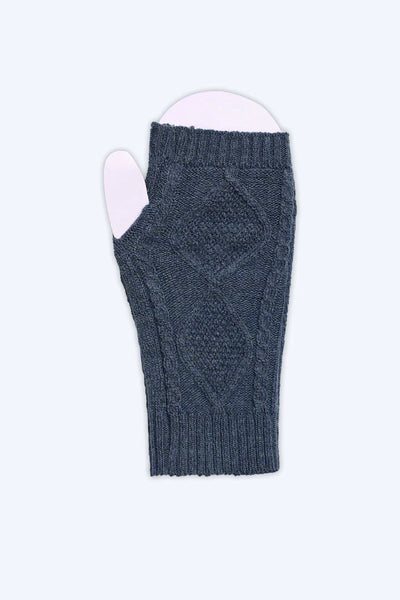 Grey Cable Knit Gloves