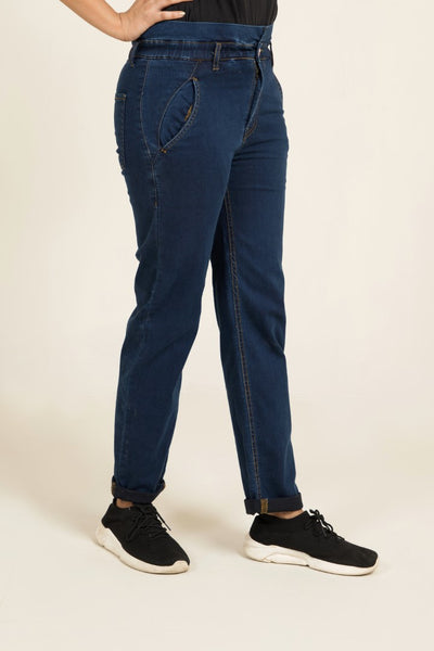 High Rise Navy Blue Baggy Jeans
