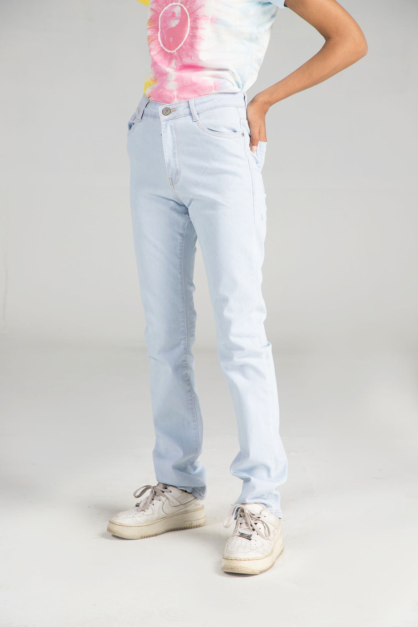 Sky Blue Relaxed Straight Fit Jeans