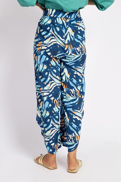 Blue Multi Color Printed Trousers