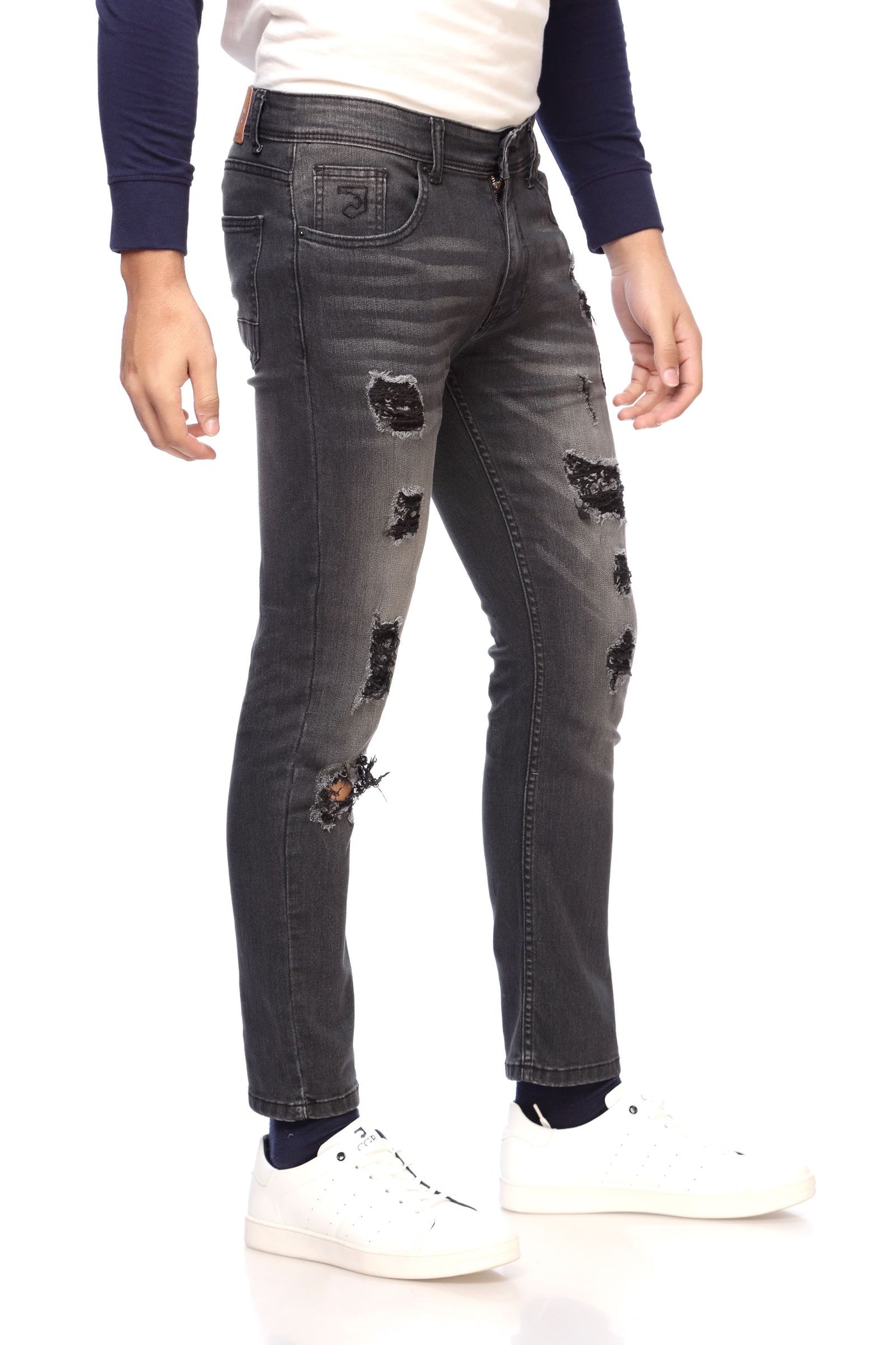 Black Faded Ripped Skinny Fit Jeans