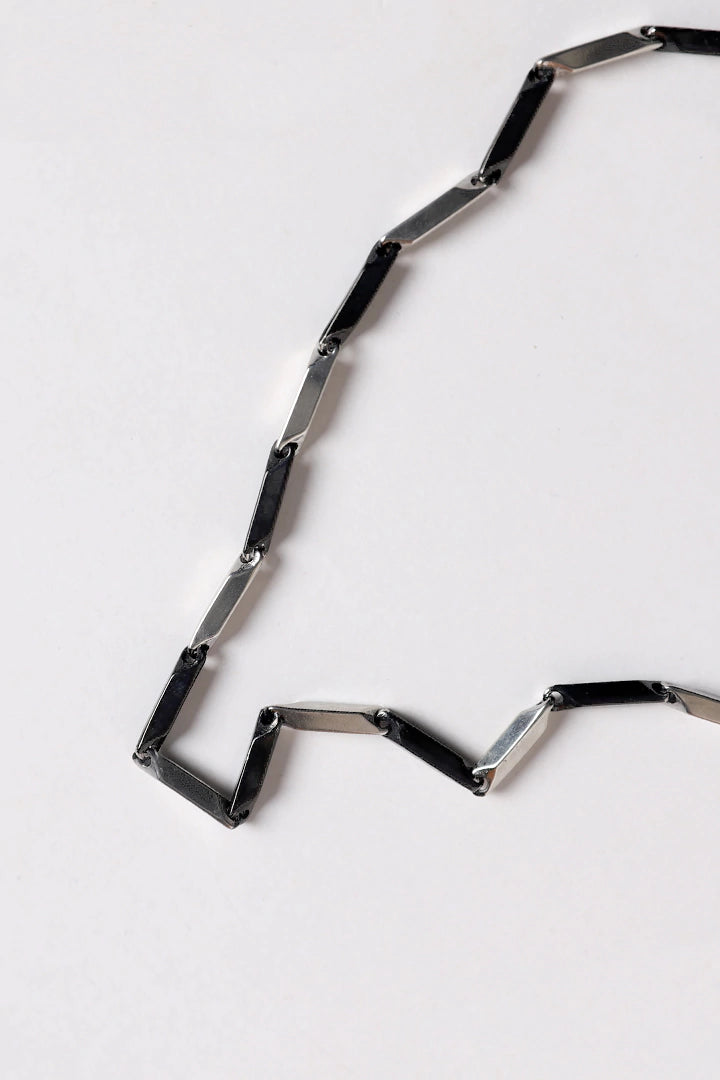 Bamboo Shape Silver & Black Chain Necklace
