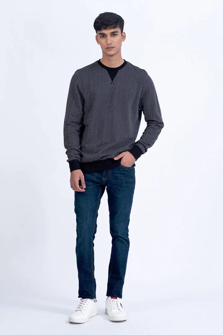 Buy Round Neck Sweatshirt with Elbow Patches for Men