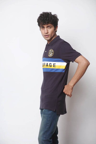 Navy Blue Scripted Polo